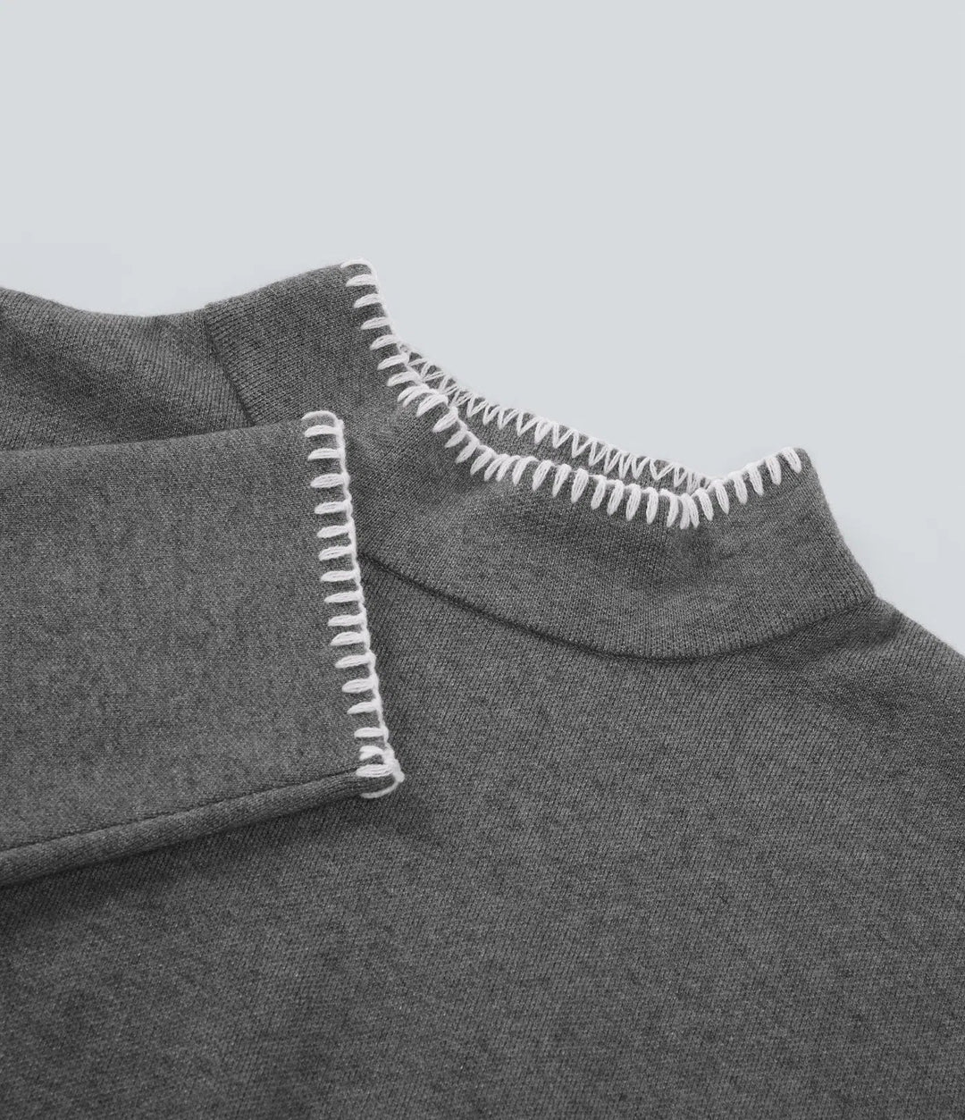 Stand Collar Long Sleeve Crochet Work Jumper
