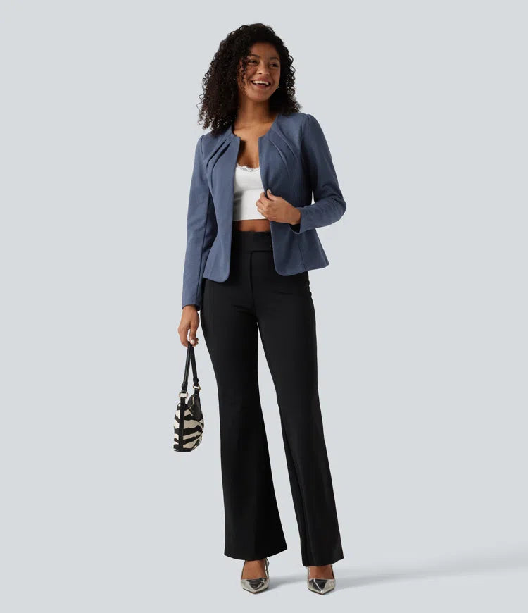 Round Neck Hook and Eye Work Blazer
