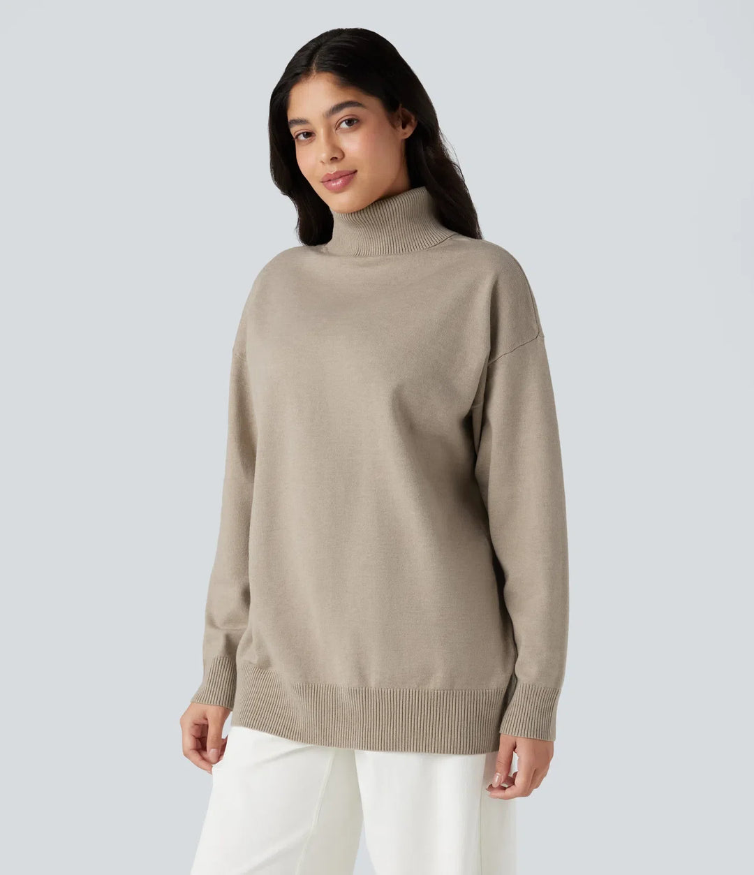 High Neck Long Sleeve Work Jumper-Front and Back Wearable