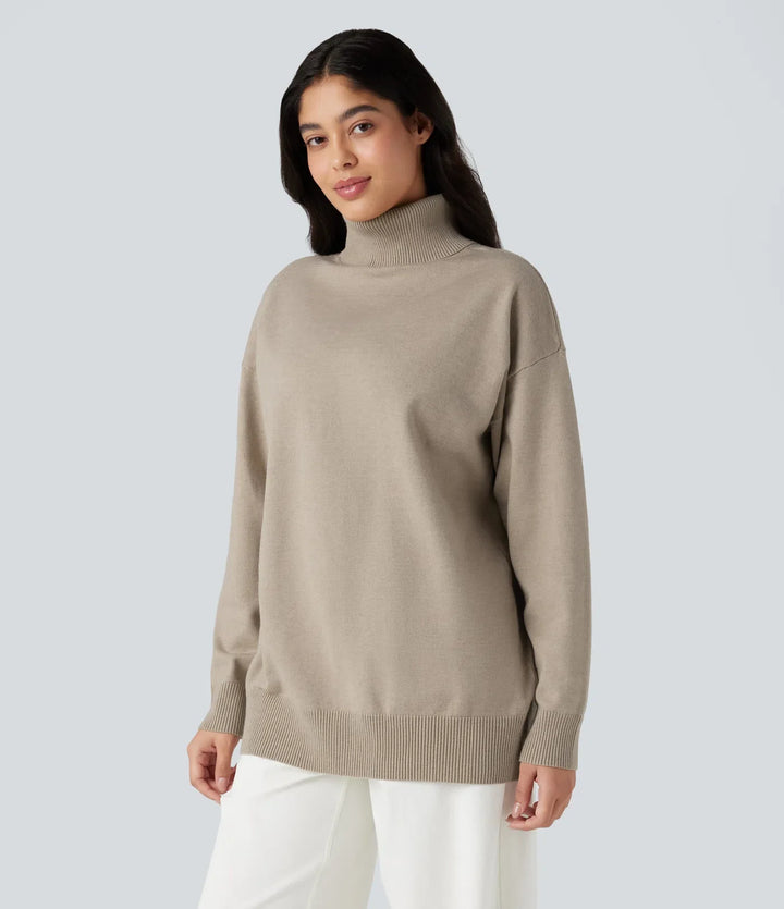 High Neck Long Sleeve Work Jumper-Front and Back Wearable