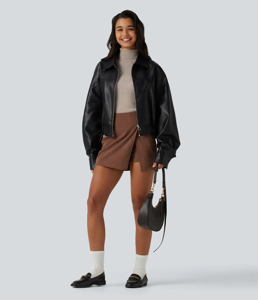High Neck Long Sleeve Thumb Hole Work Jumper