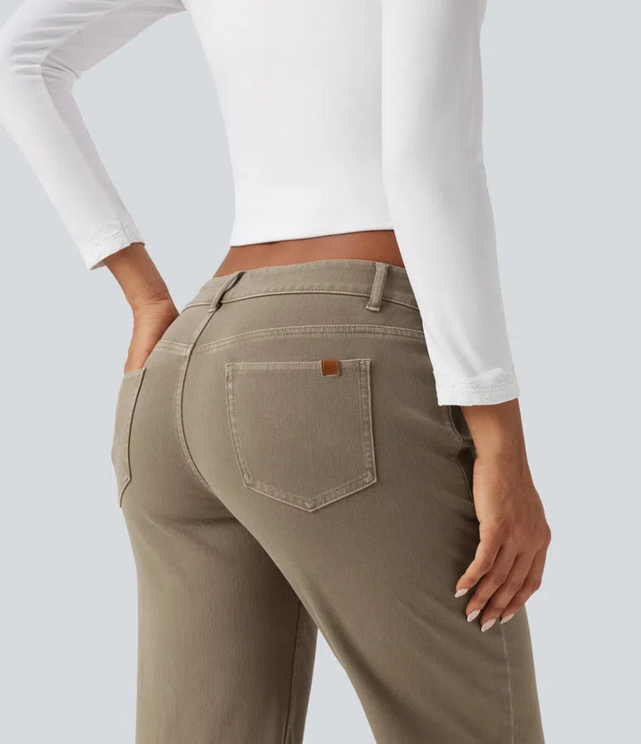 Halara Flex Low Rise Asymmetric Straight Leg colourful Casual Jeans with Pockets