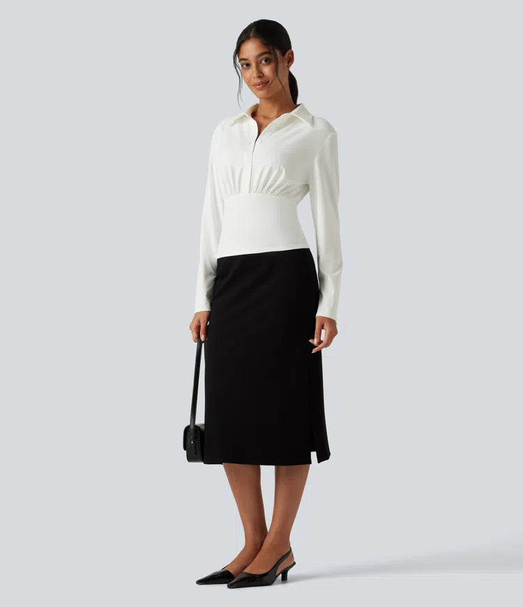 Flounce Long Sleeve Work Shirt