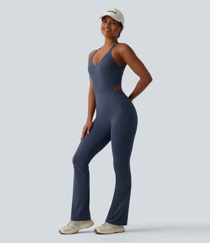 Halara UltraSculpt Tummy Control Bootcut Training Jumpsuit with Pockets-Easy Peezy Edition