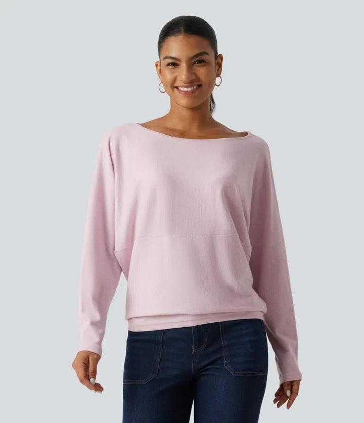 Boat Neck Long Sleeve Casual Jumper