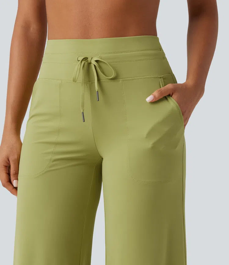 Halara UltraSculpt High Waisted Drawstring Straight Leg Yoga Trousers with Pockets