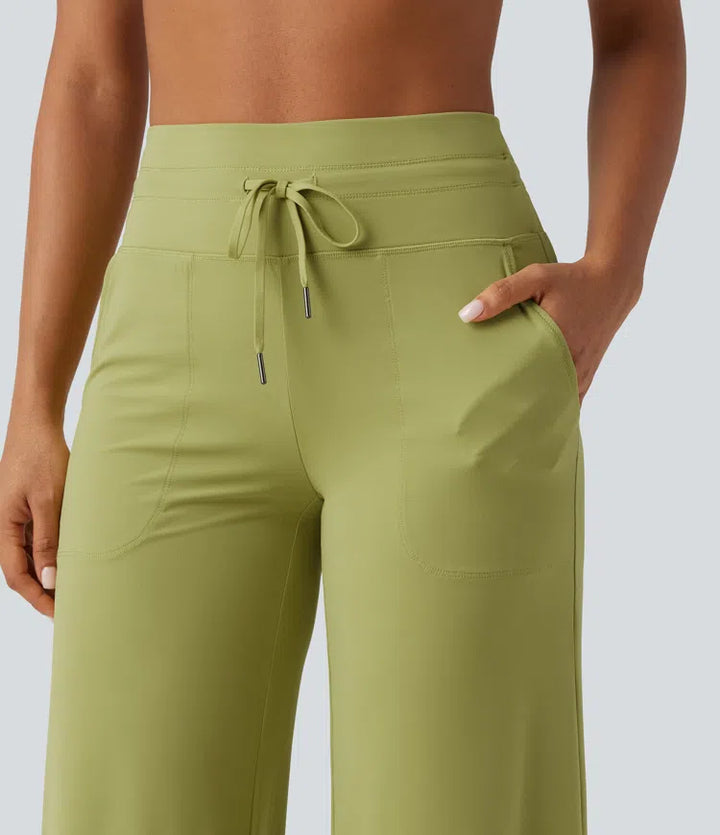 Halara UltraSculpt High Waisted Drawstring Straight Leg Yoga Trousers with Pockets