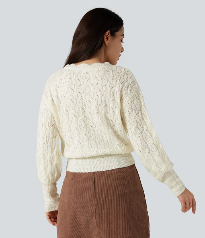 V Neck Long Sleeve Wrapped Casual Jumper