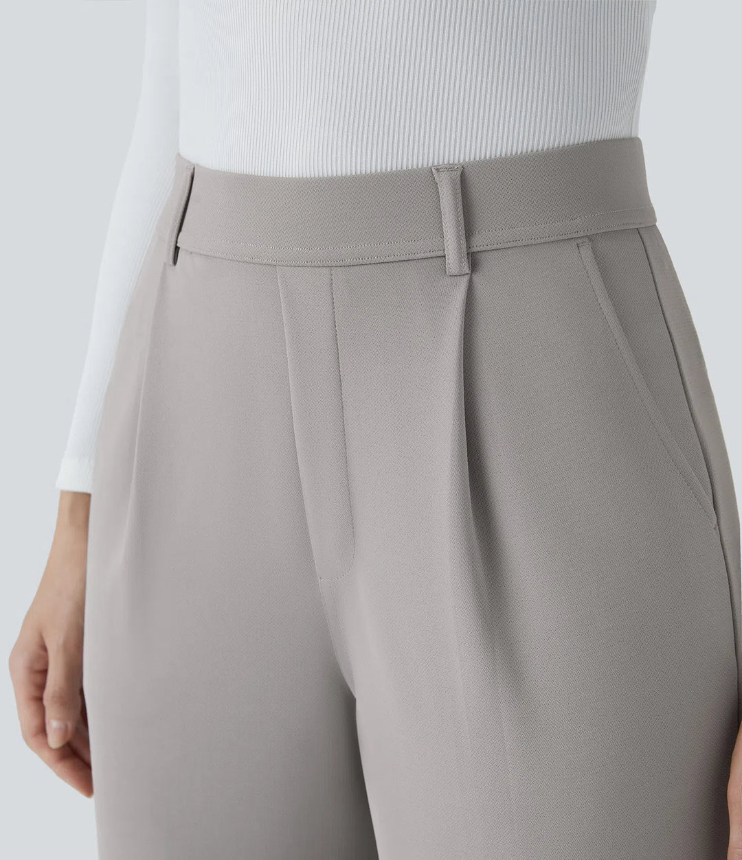 Halara Flex High Waisted Pocket Straight Leg Crepe Work Trousers