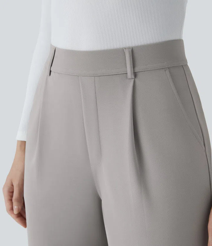 Halara Flex High Waisted Pocket Straight Leg Crepe Work Trousers