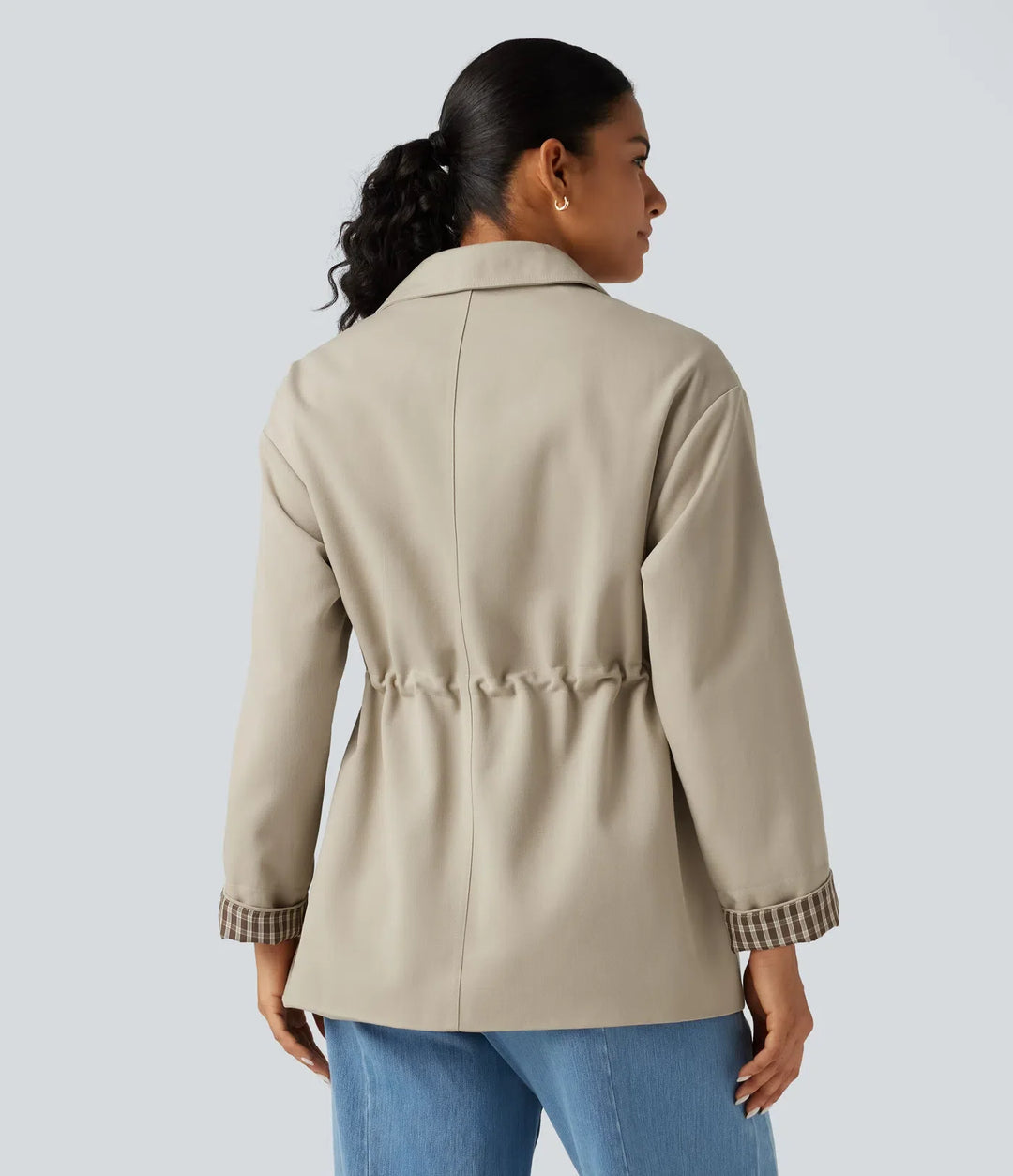 Long Sleeve Adjustable Drawcord Work Jacket with Pockets