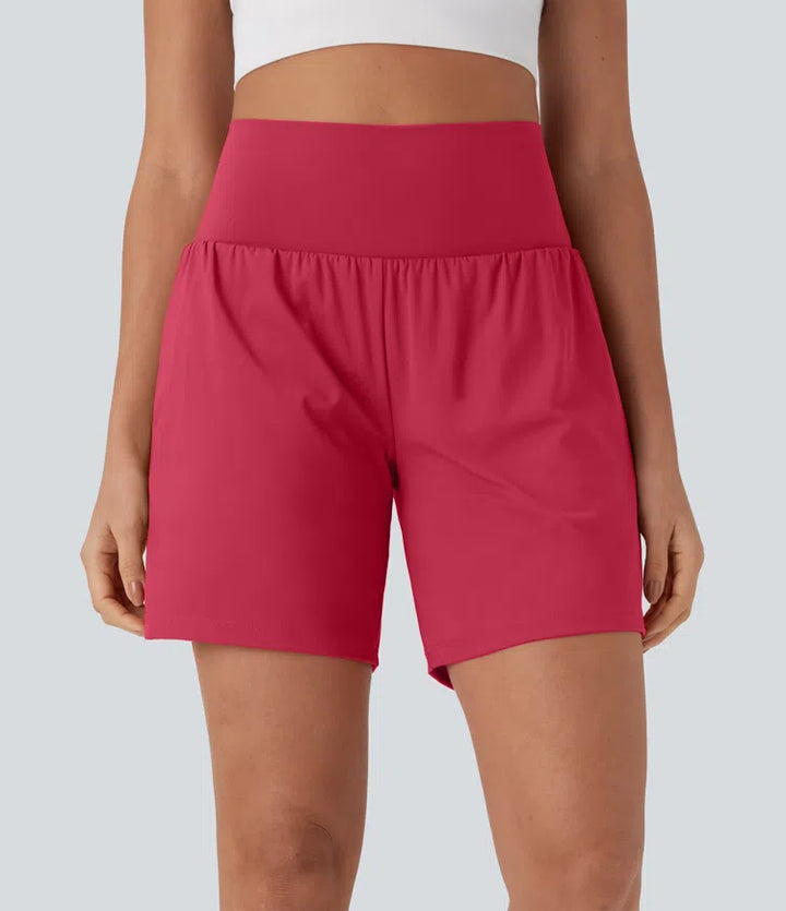 SoftlyZero Airy Super High Waisted 2-in-1 InstantCool Yoga Shorts 7" with Pockets