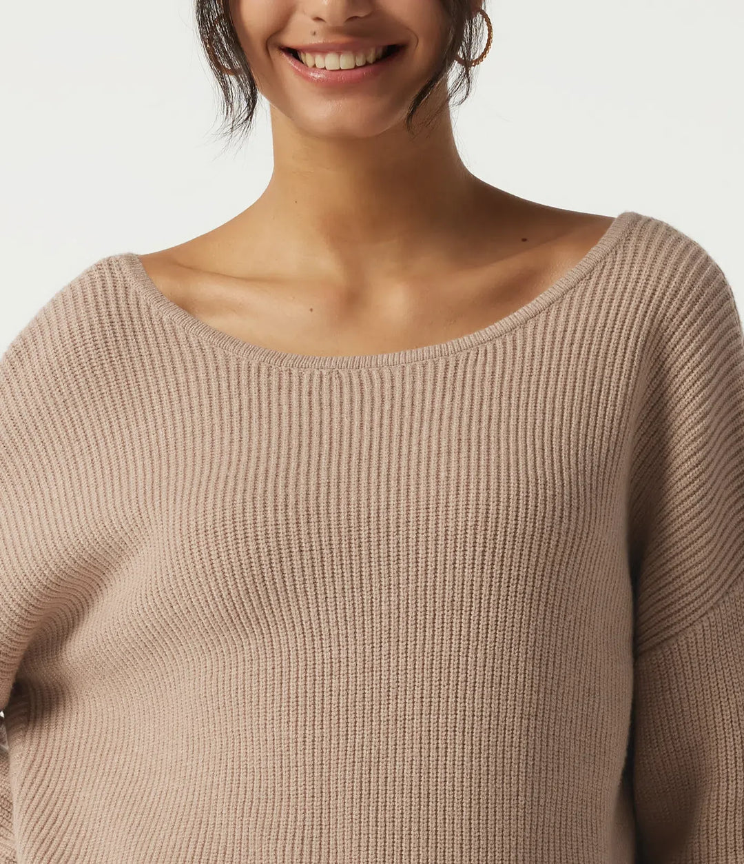 Boat Neck Long Sleeve Cut Out Back Casual Jumper