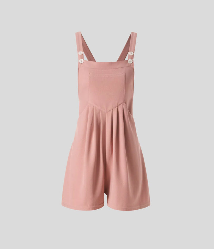 Adjustable Strap Button Multiple Pockets Waffle Casual Dungarees