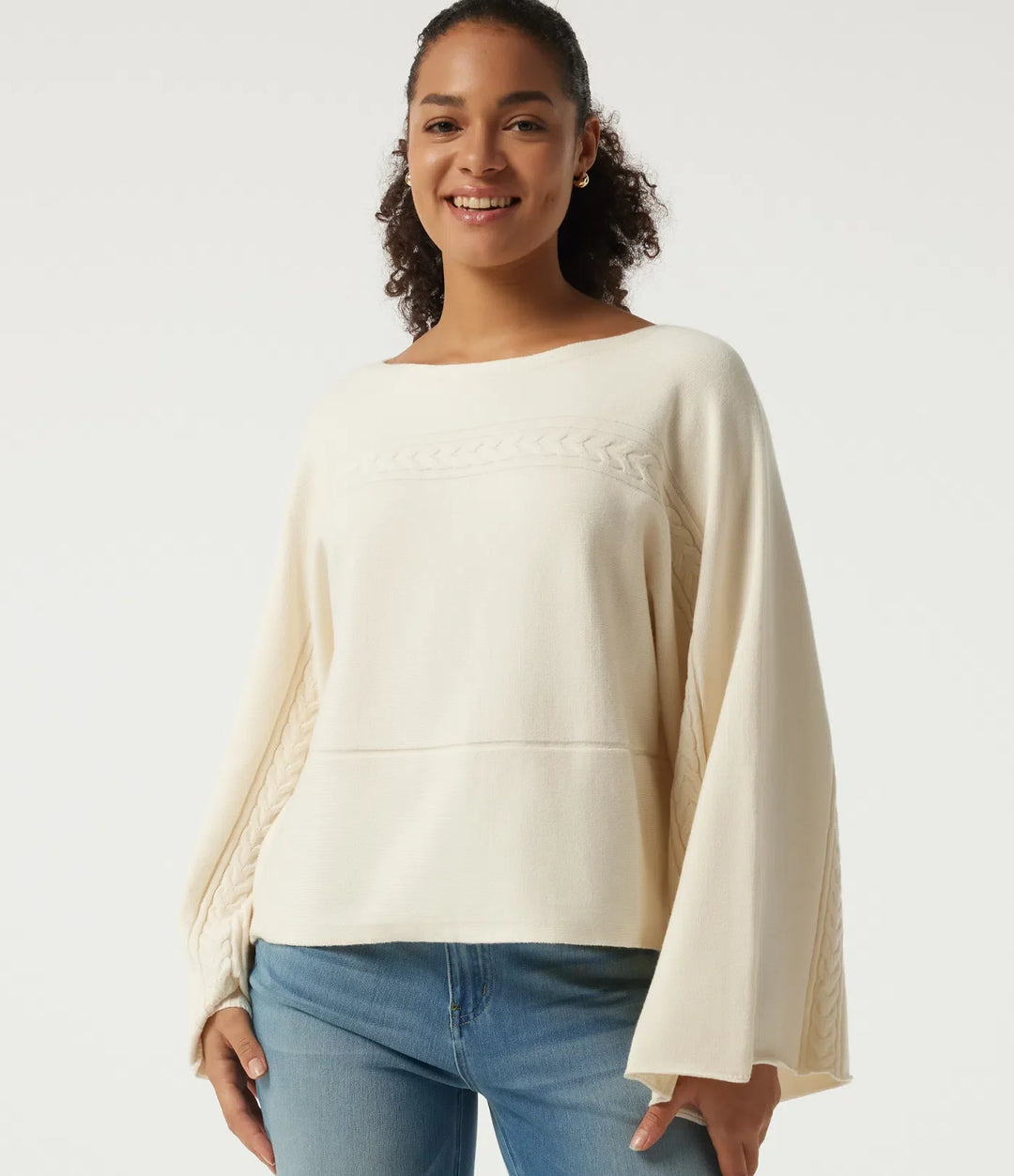 Boat Neck Long Bell Long Sleeve Casual Jumper