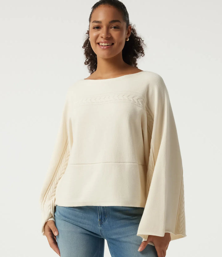 Boat Neck Long Bell Long Sleeve Casual Jumper