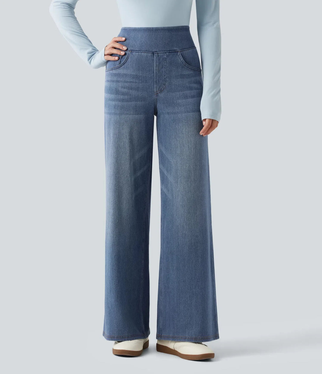 Halara Flex Denim Heat High Waisted Wide Leg Casual Jeans with Pockets