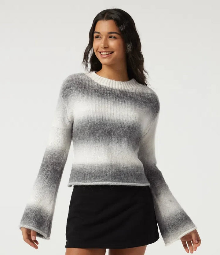 Boat Neck Flounce Long Sleeve Rolled Hem Casual Jumper