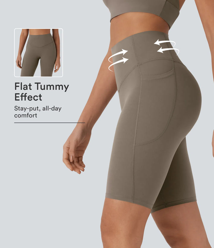 Halara UltraSculpt High Waisted Tummy Control Pocket Shaping Training Biker Shorts 9&