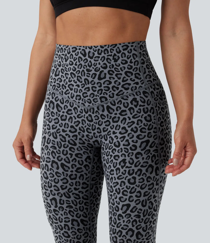 Halara UltraSculpt Leopard Print High Waisted Tummy Control Yoga Leggings with Pockets