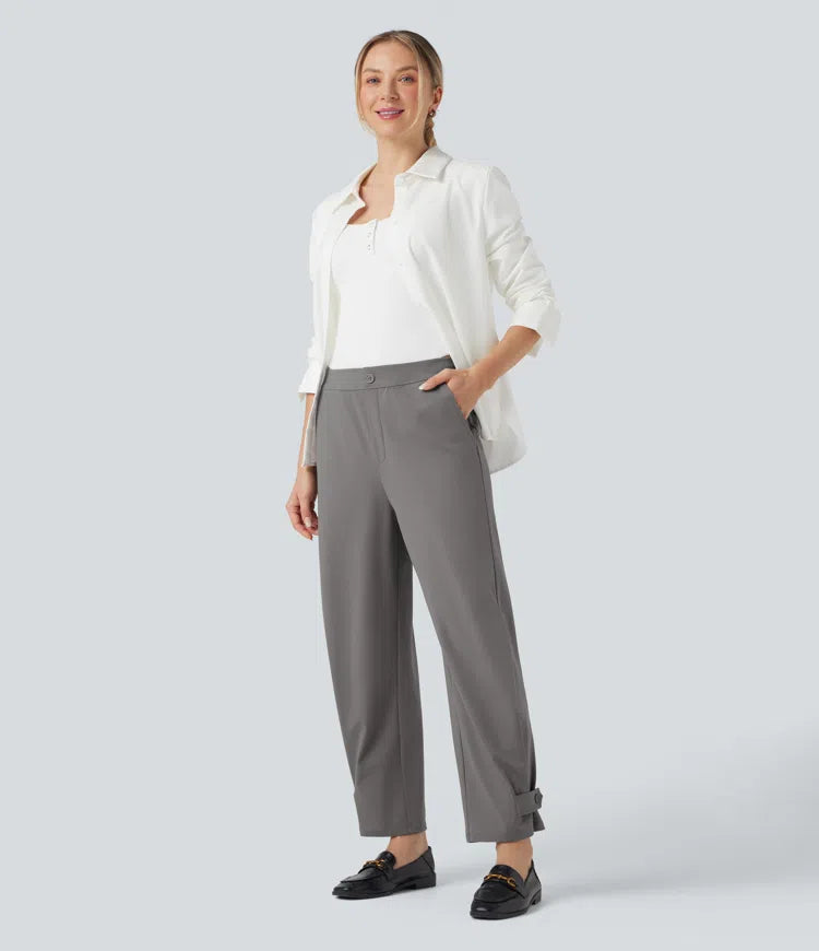 Halara Flex DayStretch Mid Rise Adjustable trouser Width Work Tapered Trousers with Pockets