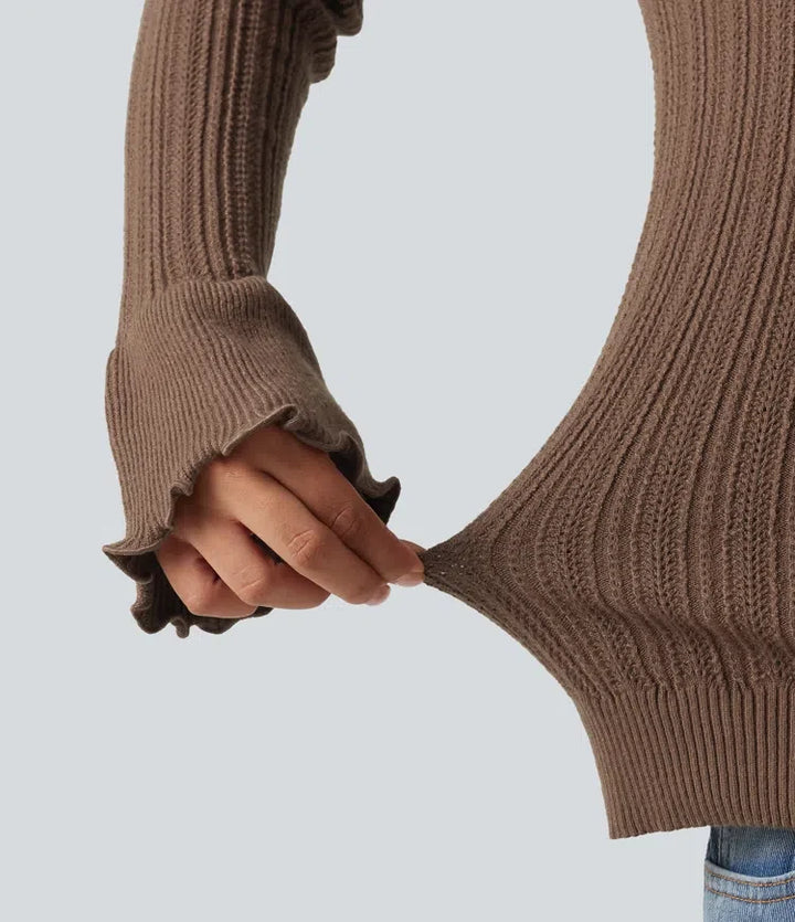 Square Neck Long Sleeve Casual Jumper