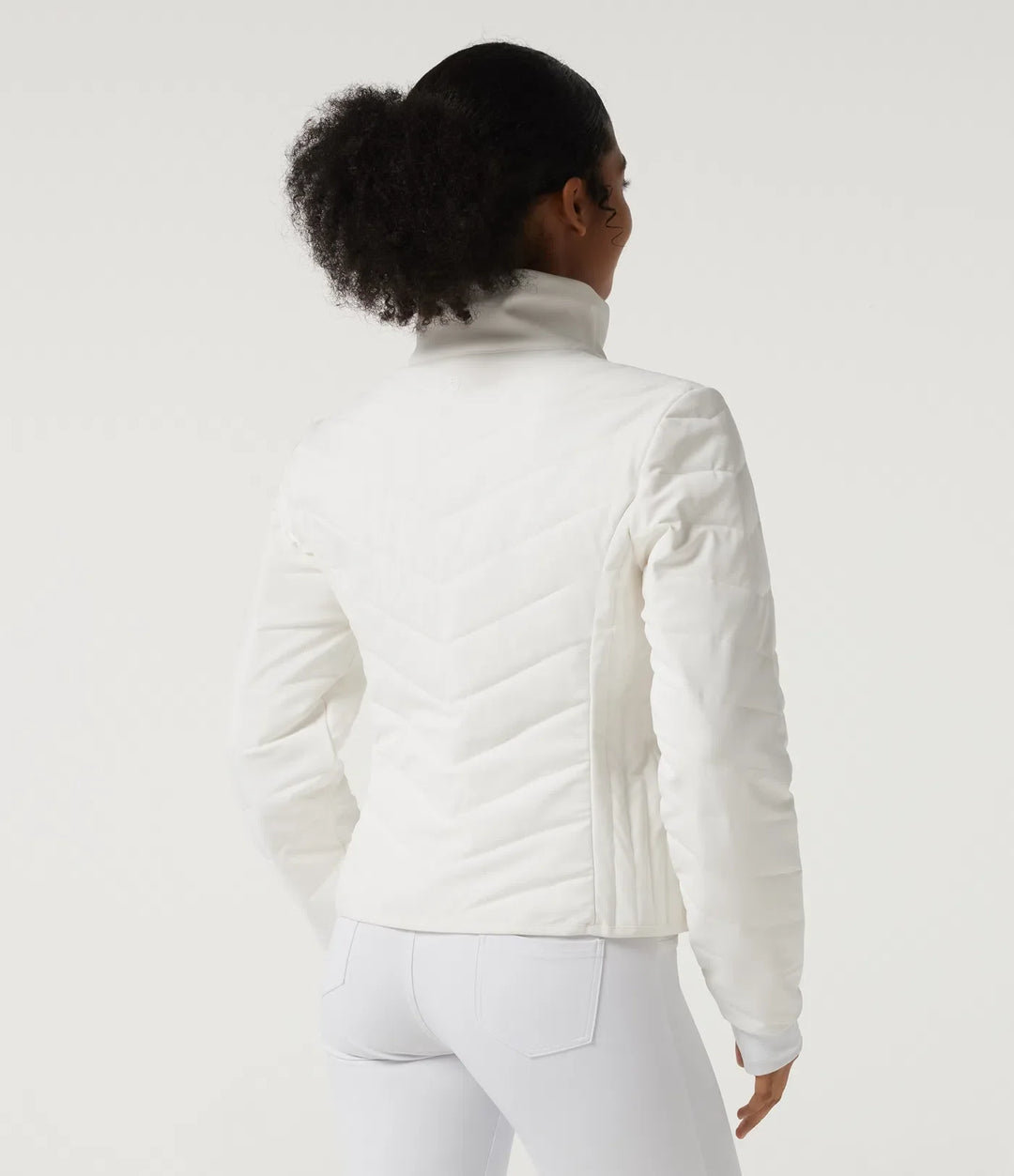PuffFlex High Neck Long Sleeve Quilted Casual Padded Jacket with Pockets and Thumbholes