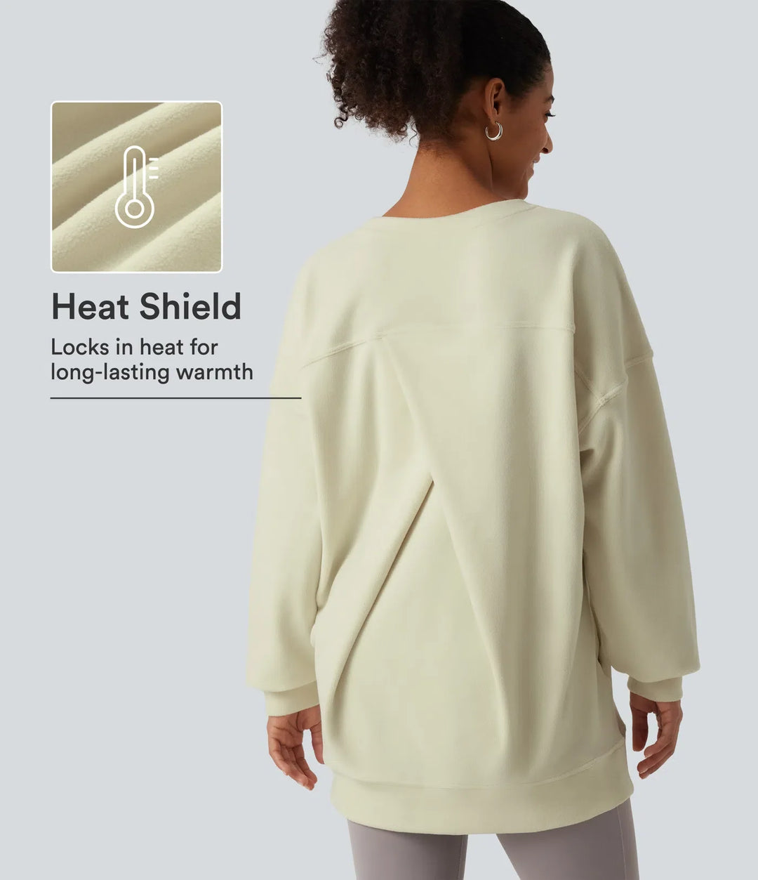 Round Neck Long Sleeve Crisscross Back Fleece Casual Sweatshirt with Pockets