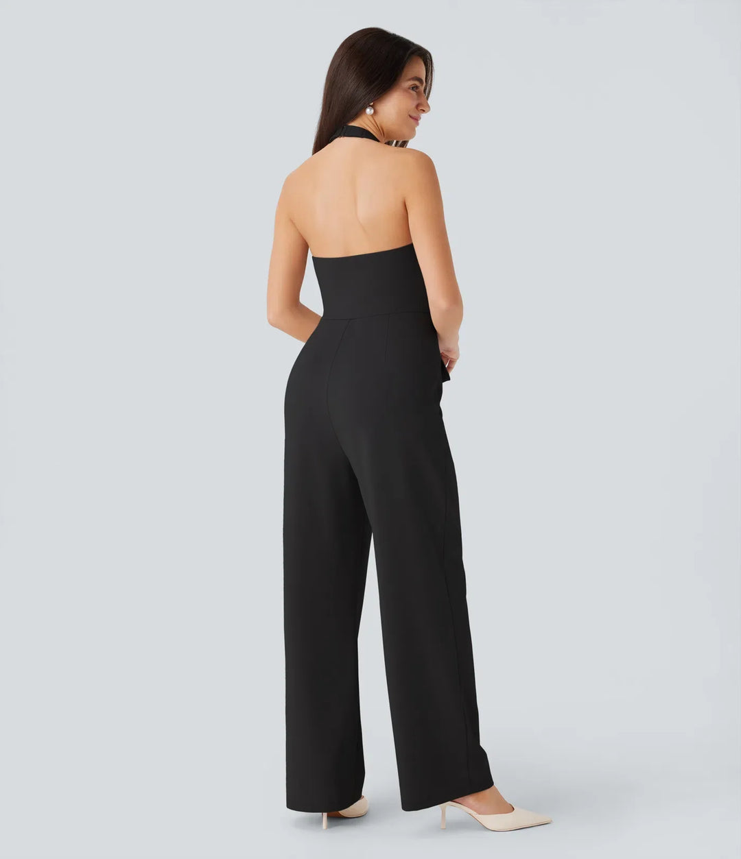 Halter Adjustable G-hook Flap Pockets Jumpsuit