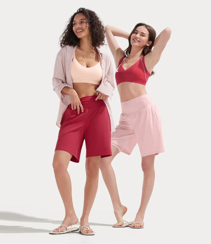 SoftlyZero Airy Super High Waisted 2-in-1 InstantCool Yoga Shorts 9" with Pockets