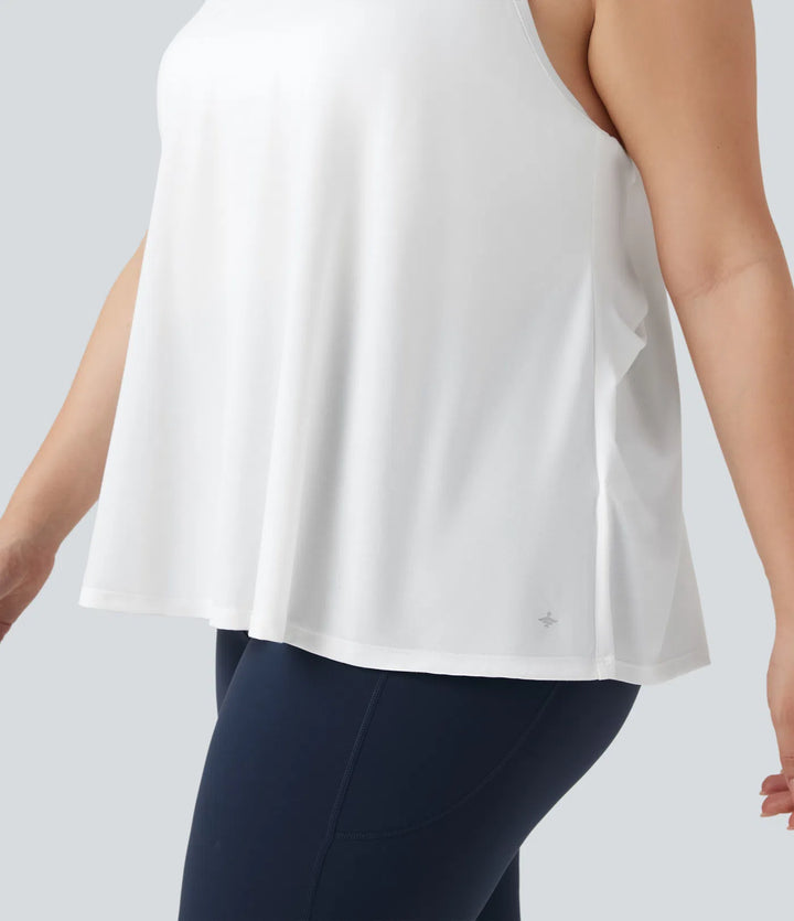 Plus Size SoftlyZero Airy Halter Draped InstantCool Yoga Sports Top