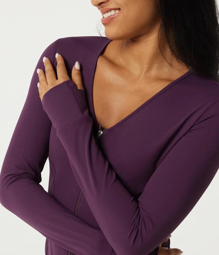Halara UltraSculpt V Neck Long Sleeve Yoga Jacket with Pockets