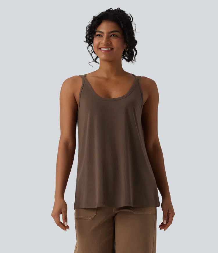 U Neck Relaxed Casual Tank Top