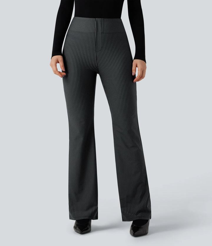 Halara Flex High Waisted Striped Work Flared Trousers with Pockets