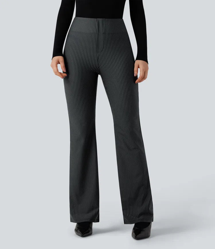 Halara Flex High Waisted Striped Work Flared Trousers with Pockets