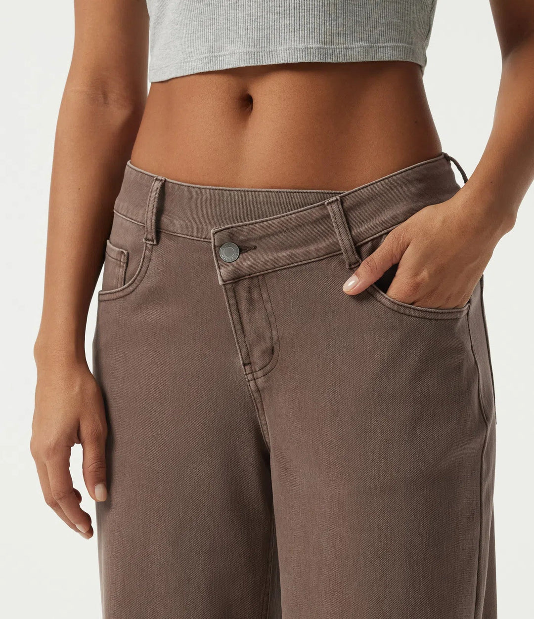 Halara Flex Low Rise Asymmetric Wide Leg Colorful Casual Jeans with Pockets