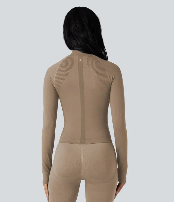 Seamless Flow Zipper Long Sleeve Thumb Hole Yoga Jacket