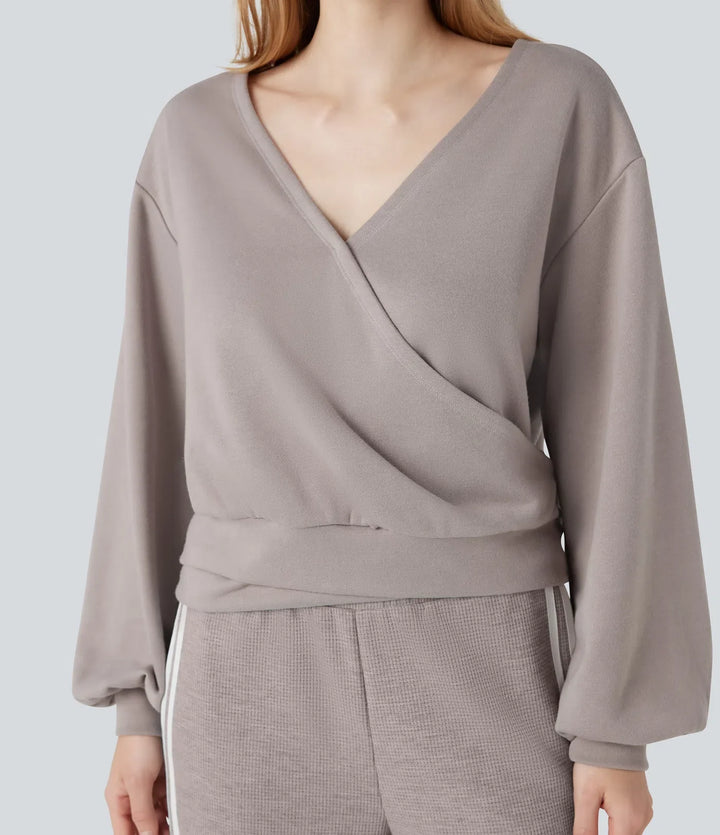 V Neck Long Sleeve Casual Sweatshirt