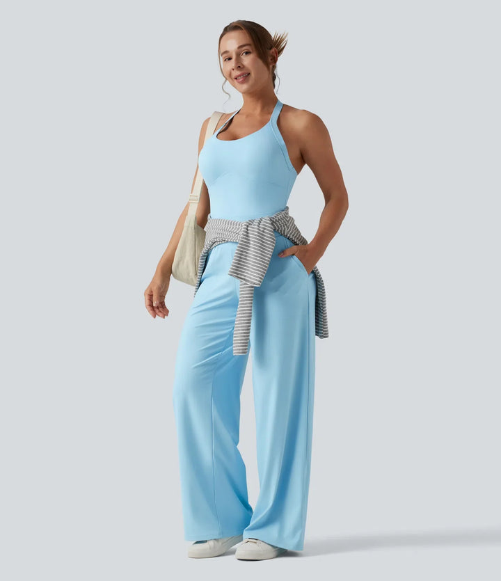 SoftlyZero Airy Halter InstantCool Casual Jumpsuit with Pockets-Easy Peezy Edition