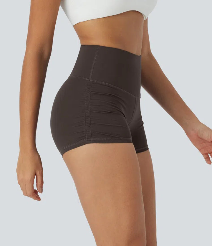 SoftlyZero QuickDry High Waisted Tummy Control Ruched Running Biker Shorts 2.5&
