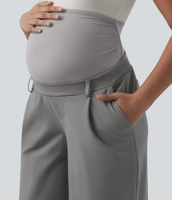Halara Flex DayStretch Super High Waisted Straight Leg Work Maternity Trousers with Pockets