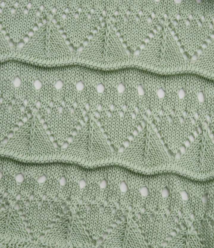 V-neck Short Sleeve Scallop Hem Crochet Resort Cardigan