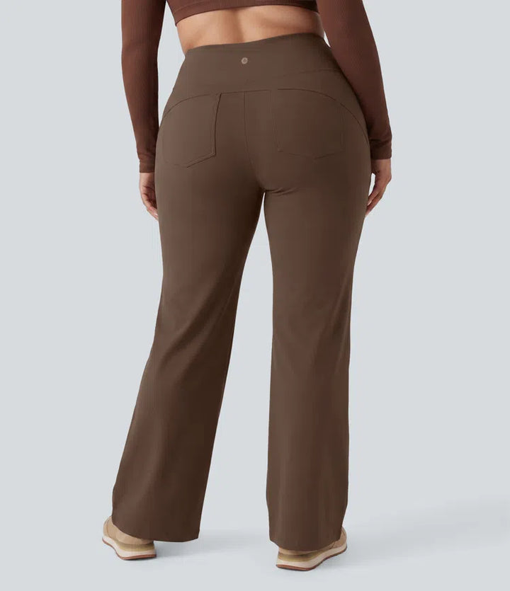 Plus Size DayStretch High Waisted Tummy Control Wide Leg Baggy Yoga Trousers with Pockets
