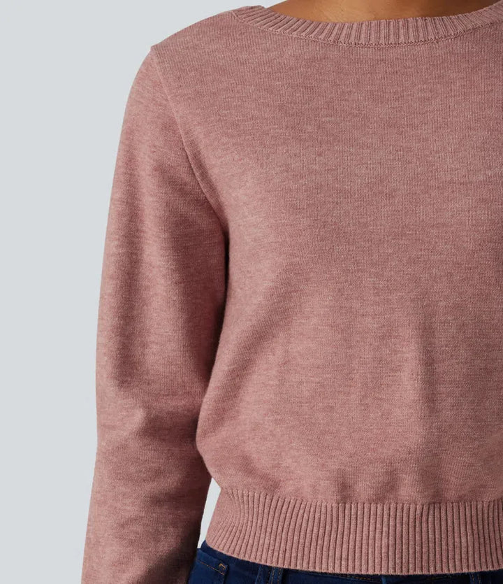 Round Neck Long Sleeve Twisted Casual Jumper