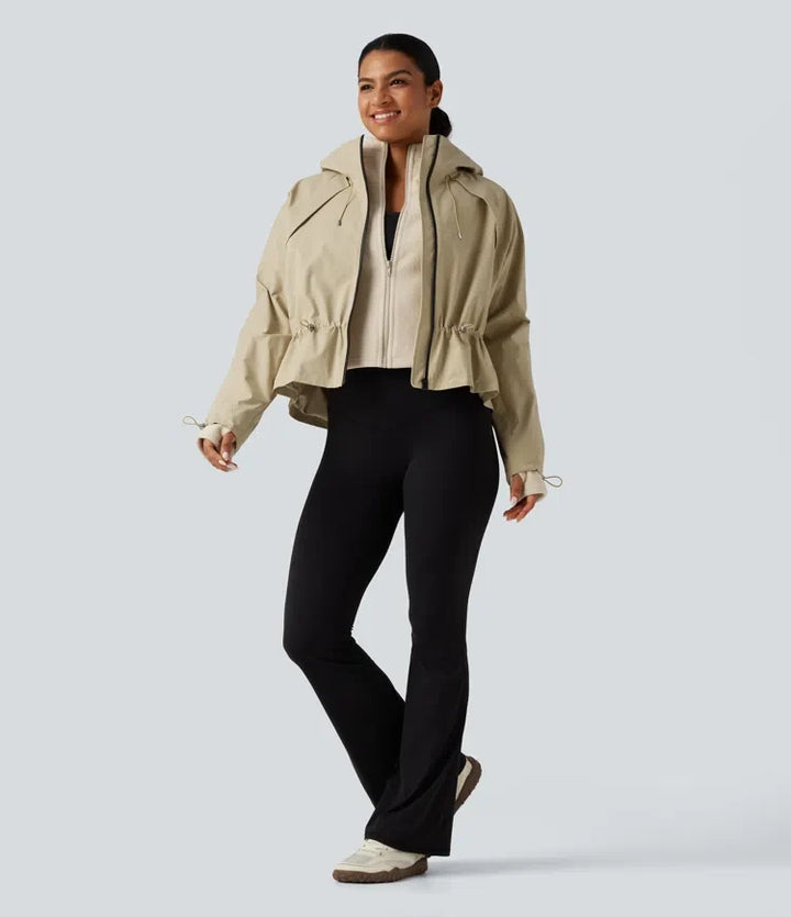 Hooded Long Sleeve 2-Piece Hiking Windbreaker Jacket with Pockets