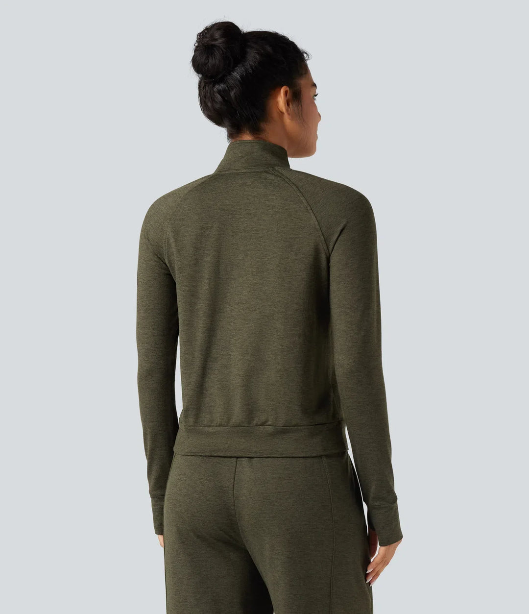 Half Zipper Thumb Holes Quick Dry Fleece Casual Heathered Sweatshirt with Pockets-UPF40+