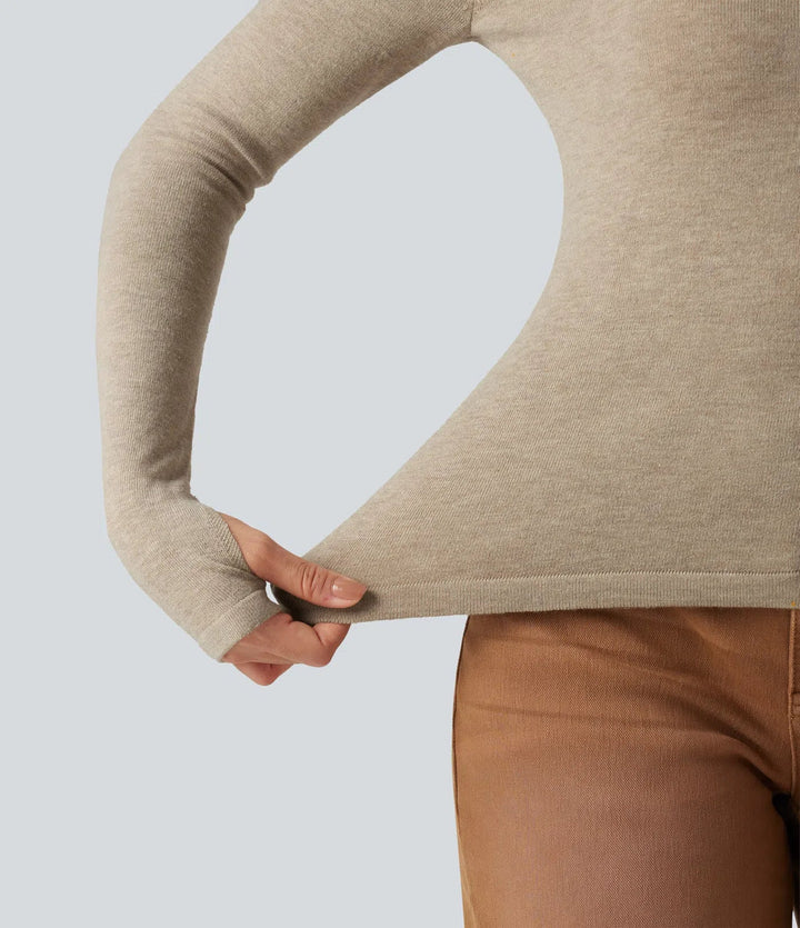 V Neck Long Sleeve Slim Casual Jumper