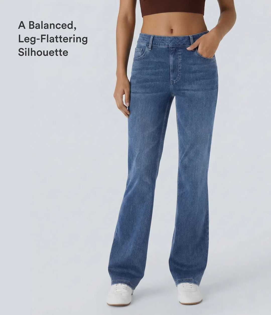 Halara Flex High Waisted Pockets Washed Casual Bootcut Jeans