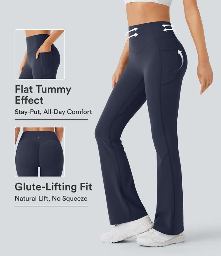 Halara UltraSculpt High Waisted Scrunch Butt Lifting Tummy Control Pocket Shaping Yoga Bootcut Leggings