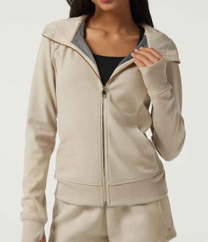 Hooded Raglan Long Sleeve Fleece Workout Sweatshirt with Pockets and Thumb Holes
